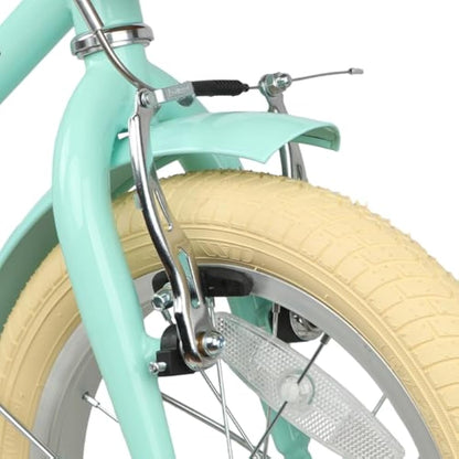 GLERC Little Molly Kids Retro Girls Bike with Basket, Stabilisers and Kickstand
