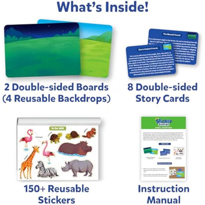 Kids Storytelling Activity Kit | 150+ Reusable Stickers, Mess-Free Creative Play — Ages 3–7