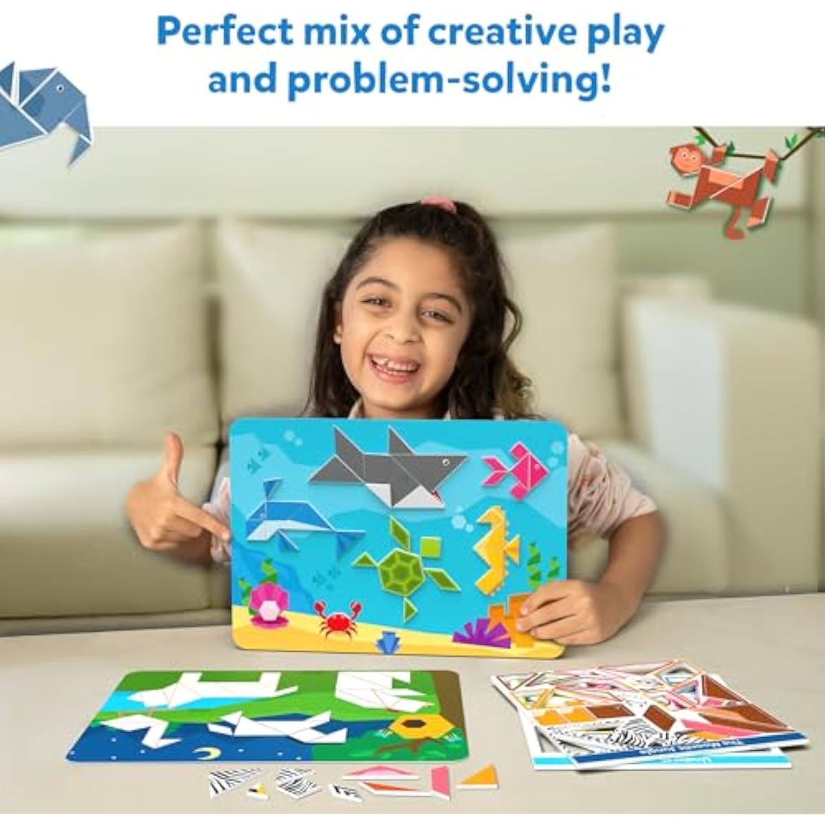 Tangram Sticker Puzzles for Kids | 150+ Foam Stickers, Educational Art & Craft Activity — Ages 4–7