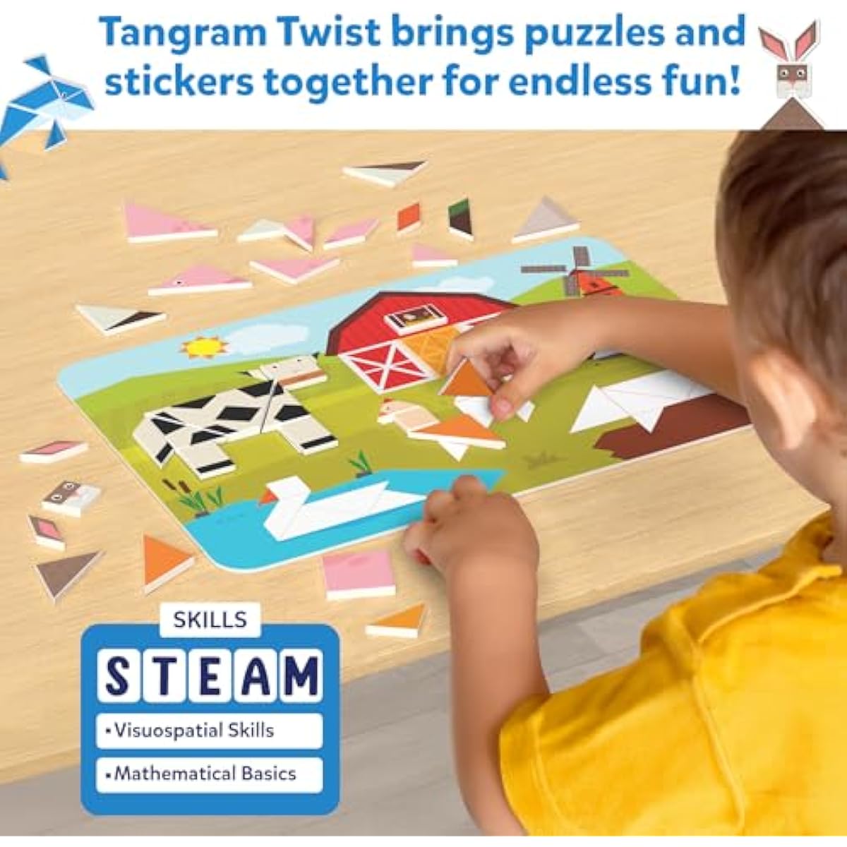 Tangram Sticker Puzzles for Kids | 150+ Foam Stickers, Educational Art & Craft Activity — Ages 4–7