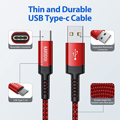 USB-C to USB-A Charging Cable 3-Pack | Nylon Braided, 3A Fast Charge — 1m, 1m & 2m (Grey, Red, Blue)