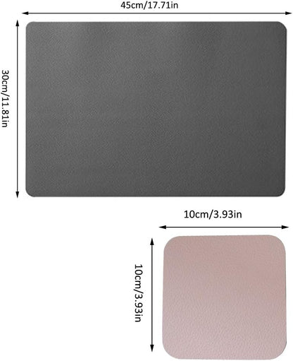Placemats and Coaster Set of 6 – Double Thickened Dining Table Mats & Coasters | Waterproof Heat-Resistant | Pink