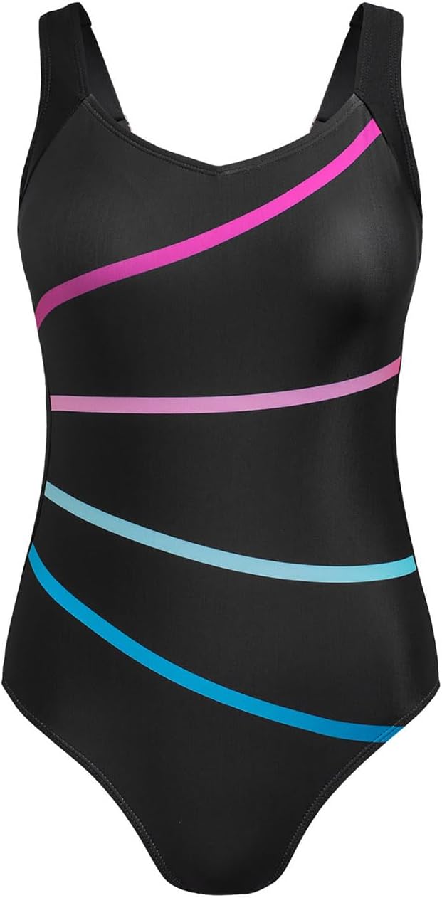 Dokotoo Women’s High Waist One-Piece Swimsuit – 85% Polyester + 15% Elastane – Tummy Control Swimwear – V Neck –