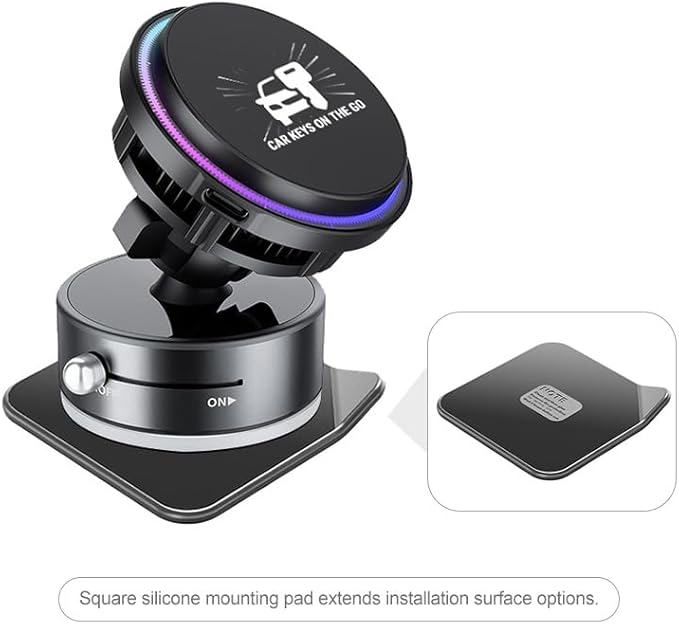 3‑in‑1 Wireless Car Charger with Cooling Fan – 15W Fast Charging Magnetic Phone Holder (Dashboard/Windscreen)