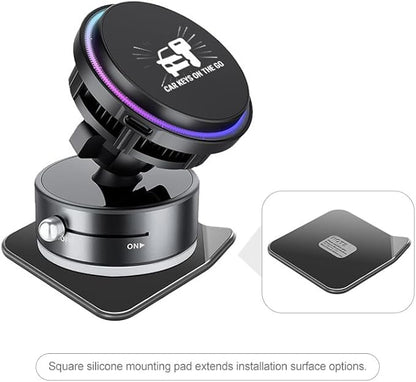 3‑in‑1 Wireless Car Charger with Cooling Fan – 15W Fast Charging Magnetic Phone Holder (Dashboard/Windscreen)