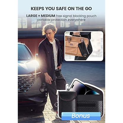 Faraday Box 3-Piece Set | Car Key Signal Blocker, RFID Anti-Theft Protection with Phone & Key Pouches
