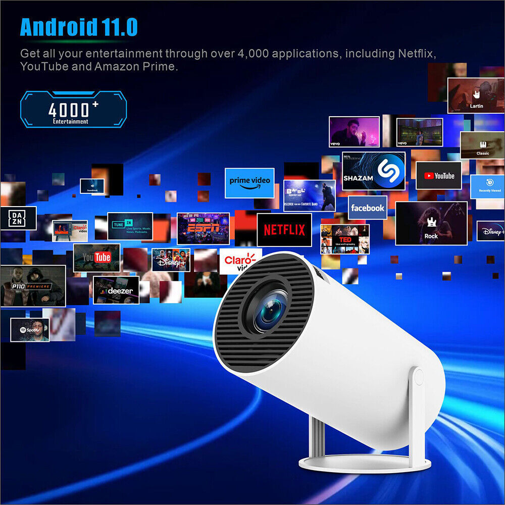 5G 4K Smart LED Projector – HD WiFi Bluetooth Home Theatre Projector with Android HDMI USB Autofocus & Screen Mirroring