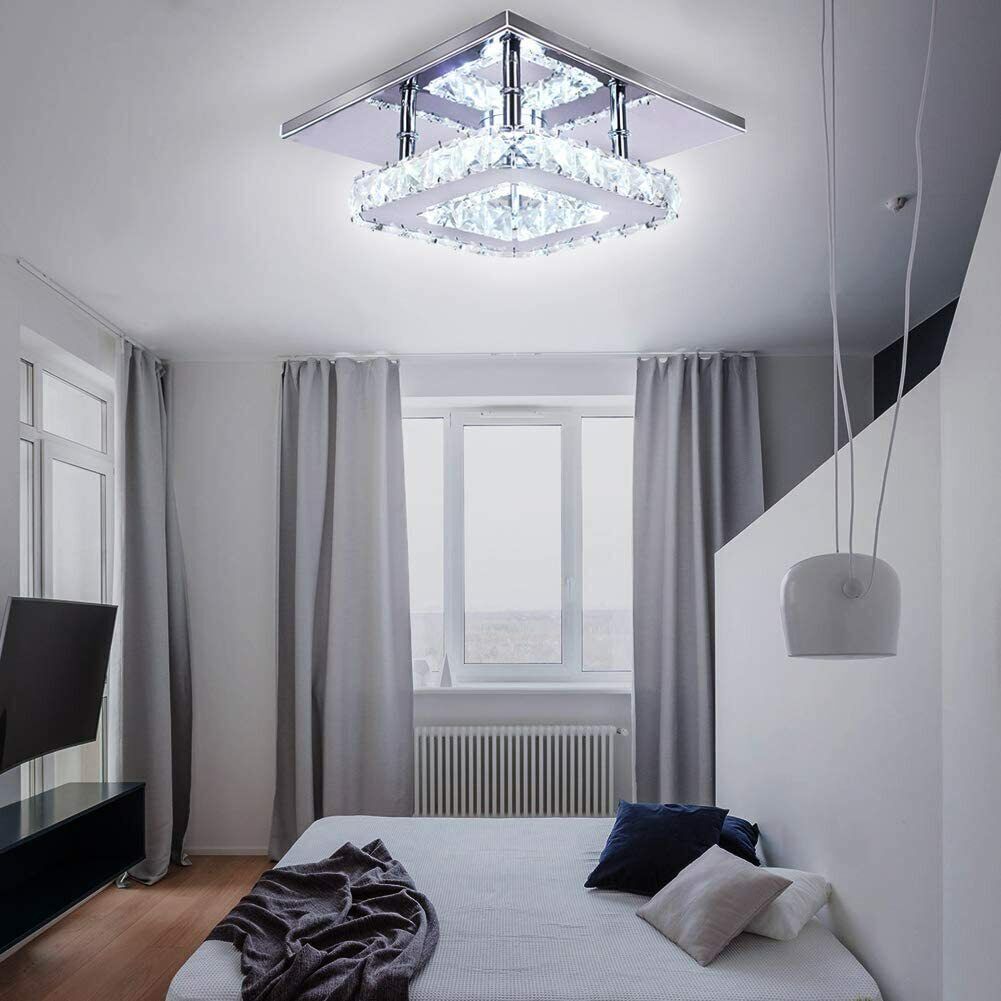 Crystal Ceiling Light LED Lamp | Modern Square Chandelier | Elegant Pendant Light for Living Room Hallway Bedroom
