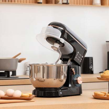 5L Stand Mixer 1400W – 6 Speeds + Pulse, Stainless Steel Bowl, Dough Hook/Whisk/Beater (Black)