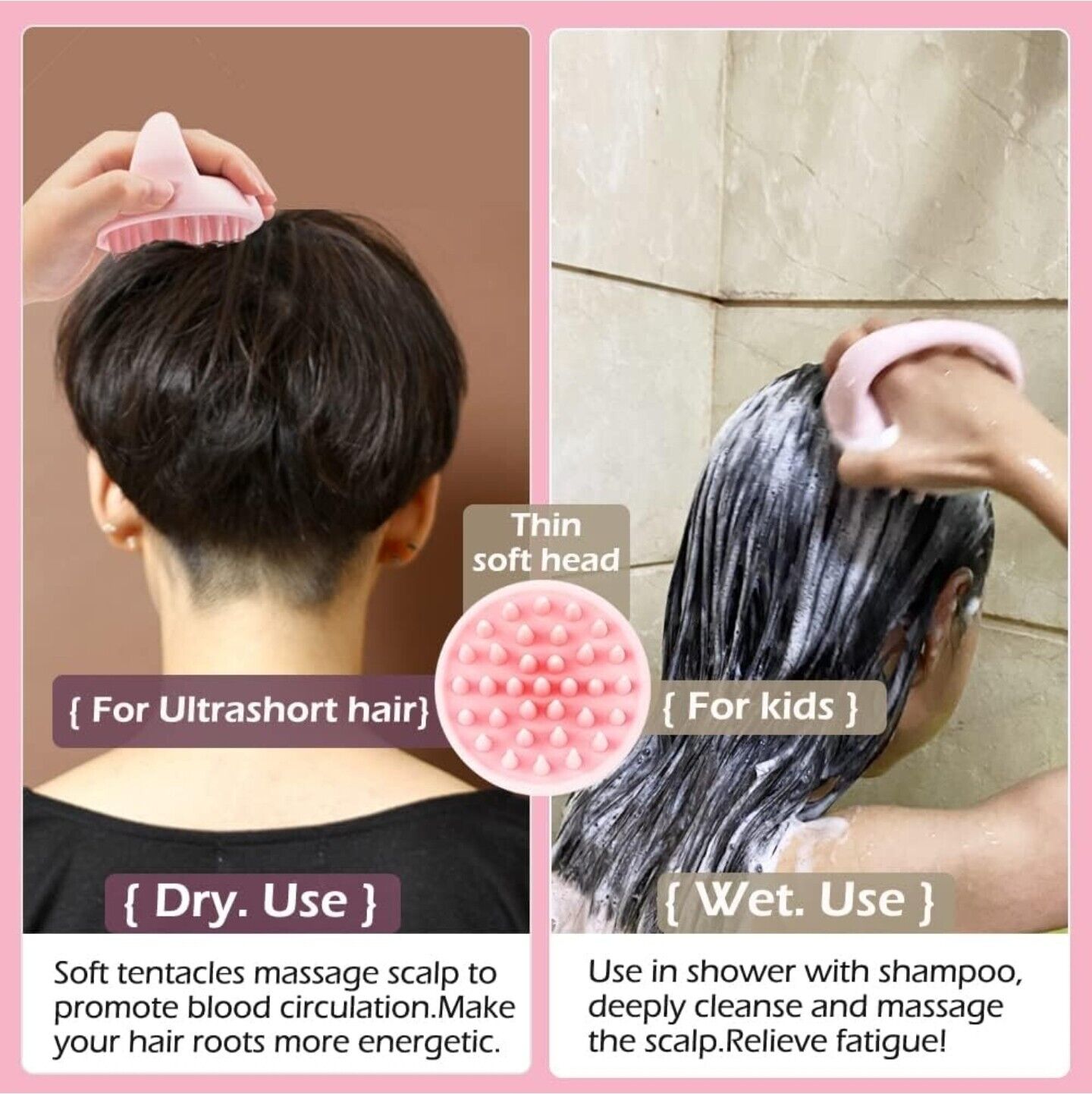 Foladion Silicone Soft Scalp Massager - Manual Exfoliator & Head Scrubber