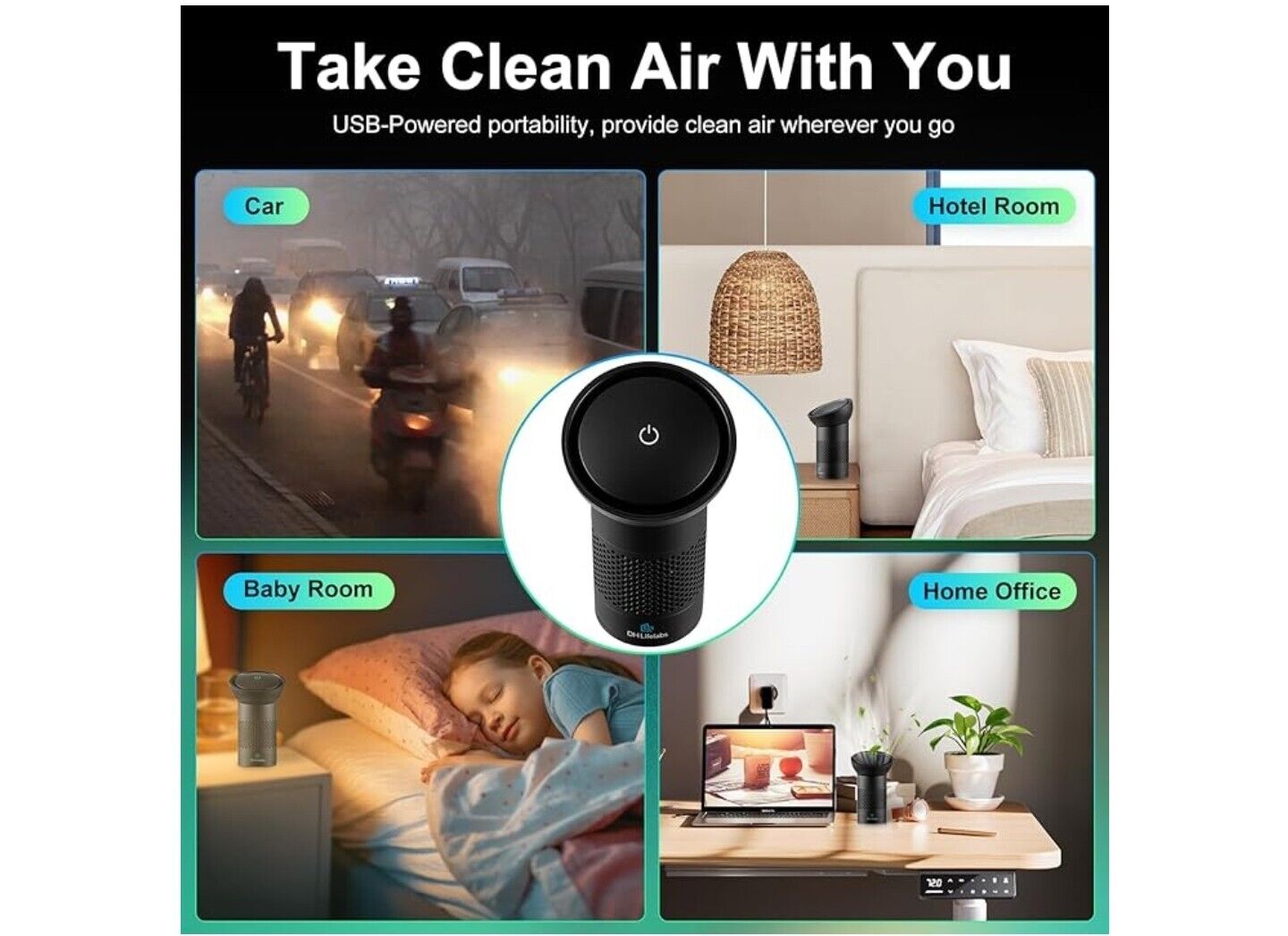 DH Lifelabs Sciaire Portable Air Purifier - Eliminates 99% Bacteria & Viruses