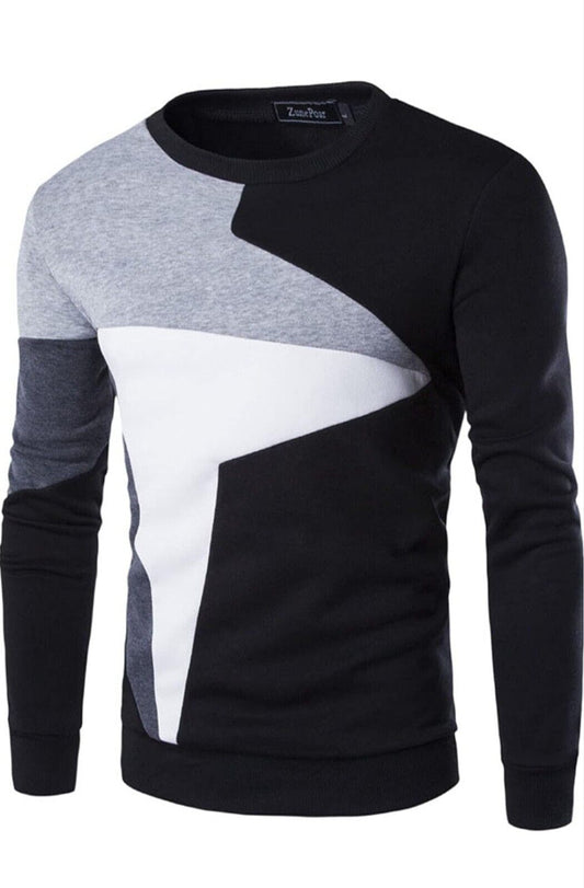 Morydal Men’s Color Block Sweatshirt – Soft Fleece Crewneck Pullover