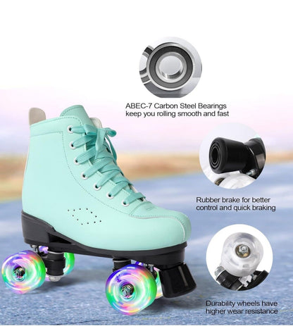 Kelodo Kids Roller Skates - Quad Style with LED Light-Up Wheels
