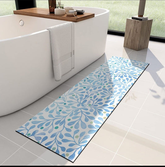 YIHOUSE Thin Bath Mat – Super Absorbent Quick Dry Bathroom Rug – Fits Under Door – Non-Slip Rubber Backed Washable