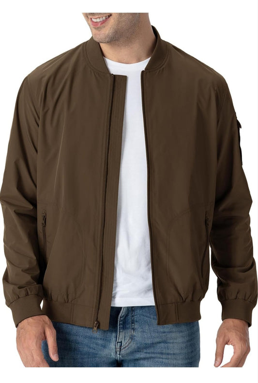 Rdruko Men’s Bomber Jacket – Lightweight Windproof Aviator Blouson with Zip Pockets Classic Baseball Collar Casual