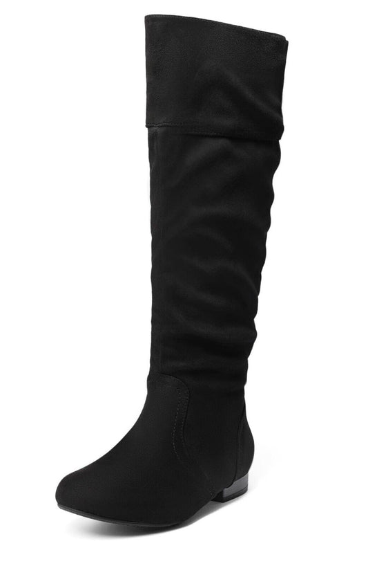 DREAM PAIRS Women's BLVD Dark Black Knee High Pull-On Boots