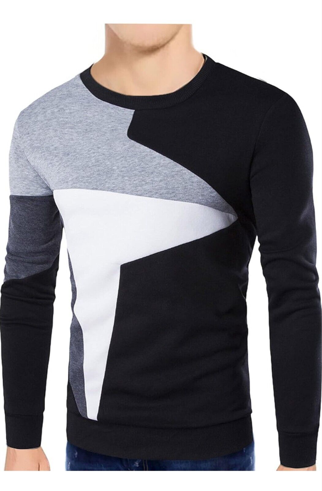 Morydal Men’s Color Block Sweatshirt – Soft Fleece Crewneck Pullover