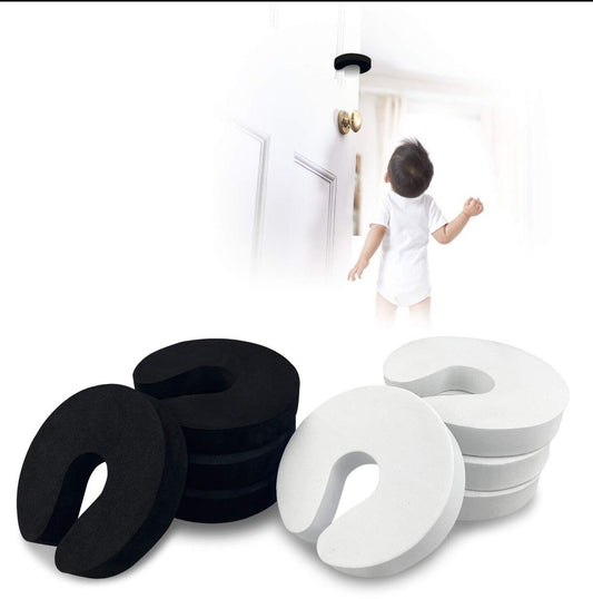Child Safety Door Guards - 8pc Foam Finger Protectors in White/Black - Injury