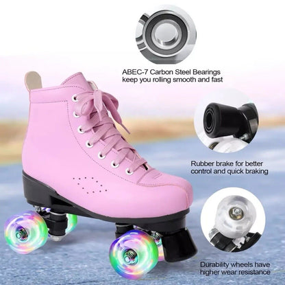 Kelodo Kids Roller Skates - Quad Style with LED Light-Up Wheels