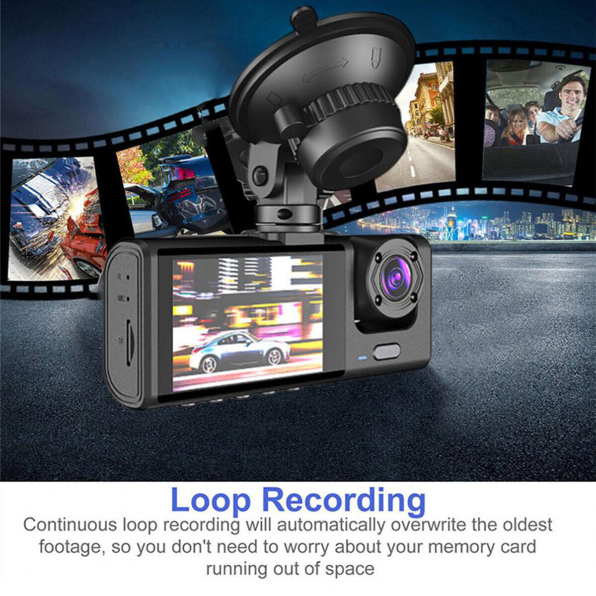 1080P Dual Lens Dash Cam with G-Sensor Front & Rear Car DVR Recorder