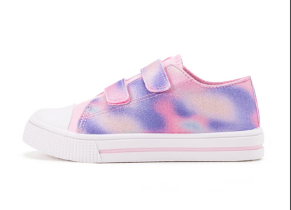 Funcoo Dual Strap Girls Canvas Shoes | Hook & Loop Fastening, Non-Slip Sole, Breathable, Soft EVA Insole