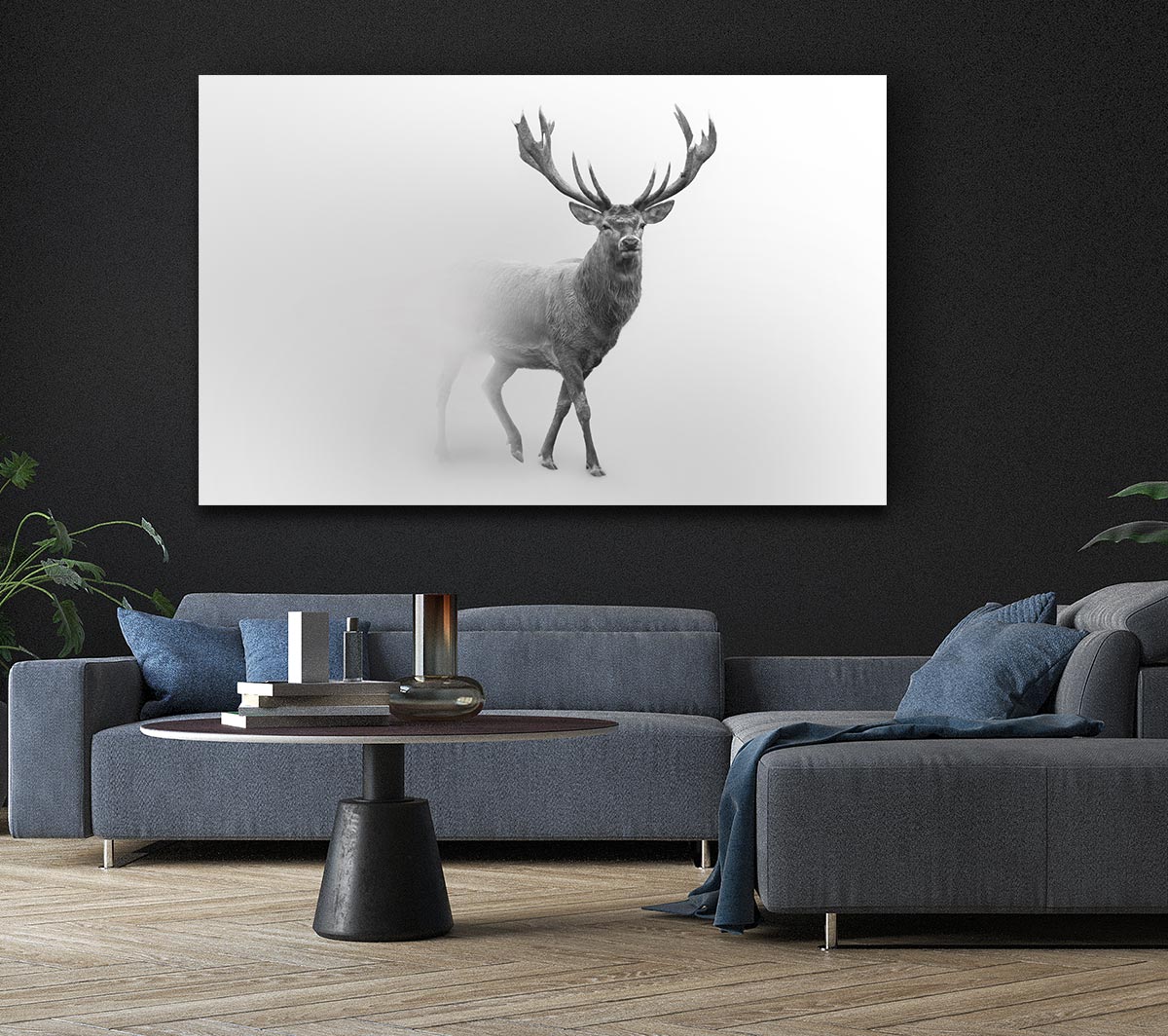 Stag In The Mist Canvas Art