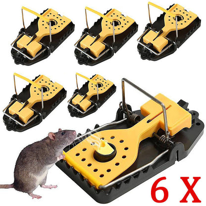 Pack of 6 Heavy-Duty Snap Traps for Mice & Rats | Sensitive Trigger, Reusable, Indoor & Outdoor Pest Control