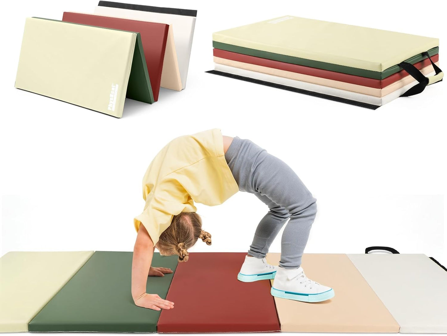 5 Panel Folding Gymnastics Tumbling Mat – 195 × 75 × 2" Exercise Mat with Carry Handles
