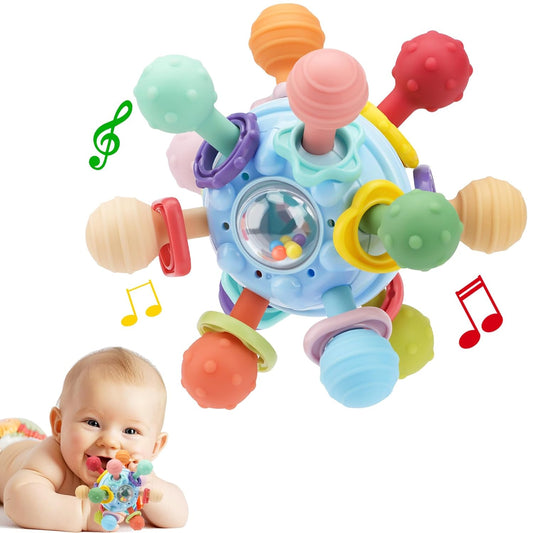 Baby Montessori Teething Toys - Food Grade Sensory Rattle for 0-18 Months | UK