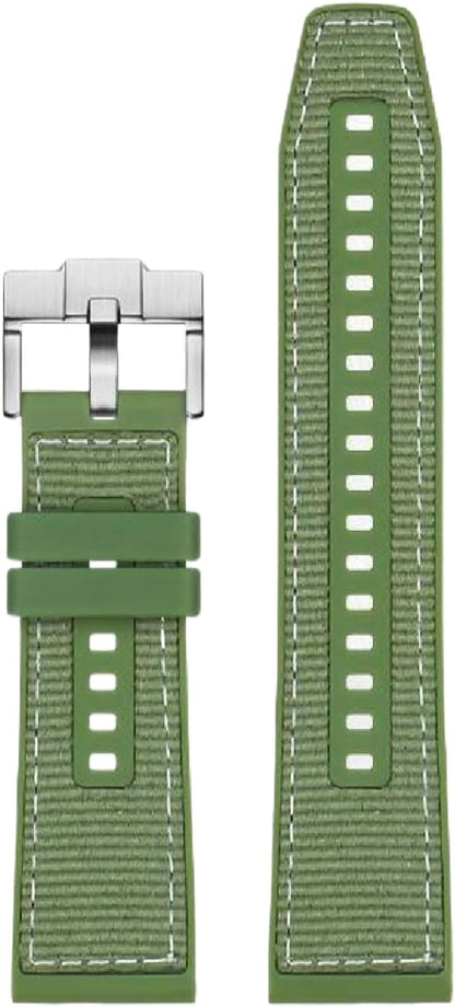 22mm Quick‑Release Watch Strap – Nylon & Rubber Watch Band with Silver Pin Buckle