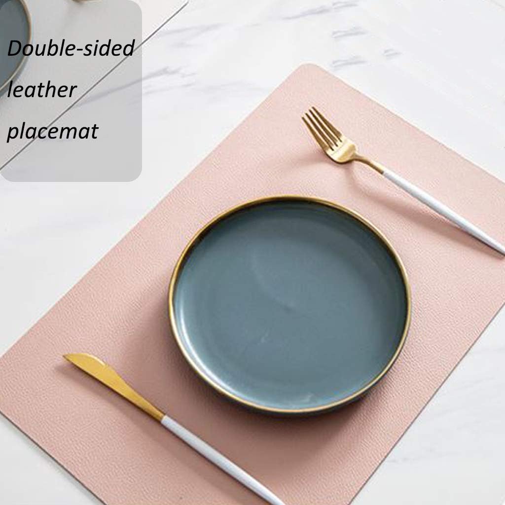 Placemats and Coaster Set of 6 – Double Thickened Dining Table Mats & Coasters | Waterproof Heat-Resistant | Pink