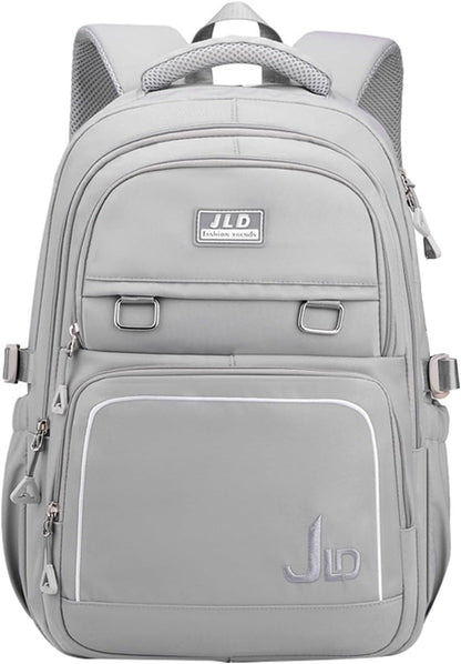 Women's & Teen Girls Laptop Backpack | 35L School & Travel Daypack with Anti-Theft Pocket — Grey