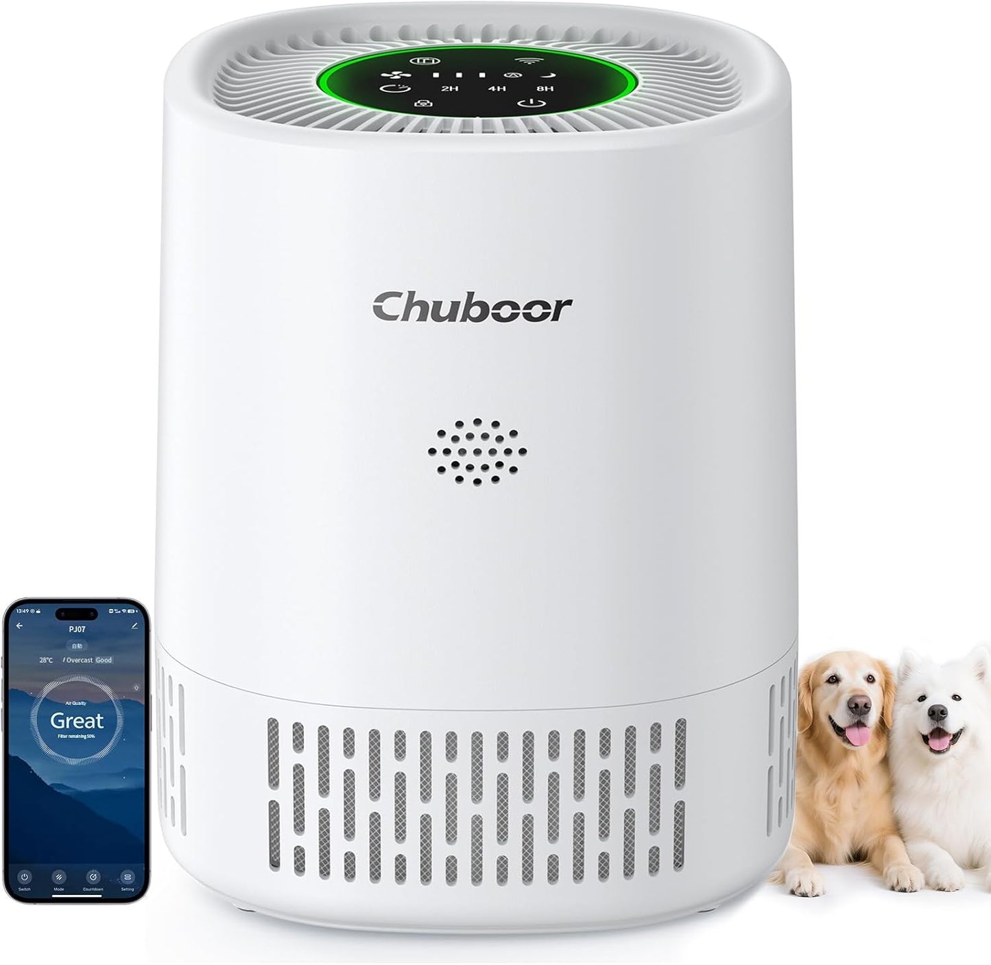 CHUBOOR Smart Air Purifier PJ07 – H13 HEPA, CADR 250m³/h, App & Alexa Control, Quiet Sleep Mode