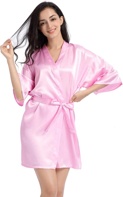 Satin Kimono Robe for Women & Girls | Bridal, Bridesmaid & Spa Bathrobe