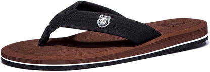 Men's Lightweight EVA Flip Flops | Soft Cushioned Beach & Casual Sandals — Brown & Grey