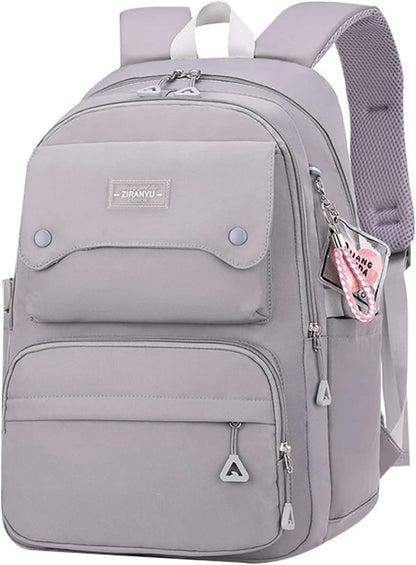 Women's & Teen Girls Laptop Backpack | 35L School & Travel Daypack with Anti-Theft Pocket — Grey