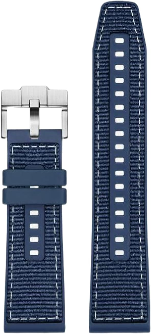 22mm Quick‑Release Watch Strap – Nylon & Rubber Watch Band with Silver Pin Buckle