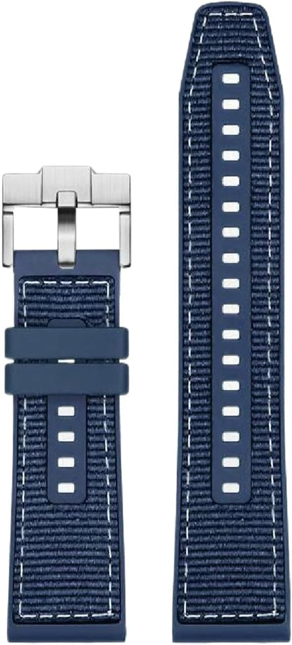 22mm Quick‑Release Watch Strap – Nylon & Rubber Watch Band with Silver Pin Buckle