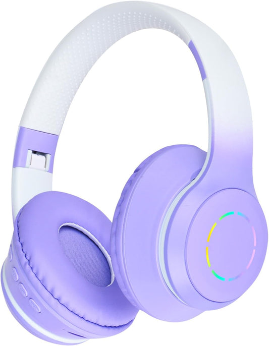 AXFEE Bluetooth Kids Headphones – LED Light Up Wireless/Wired Stereo Headset – Bluetooth 5.1 Foldable Over-Ear