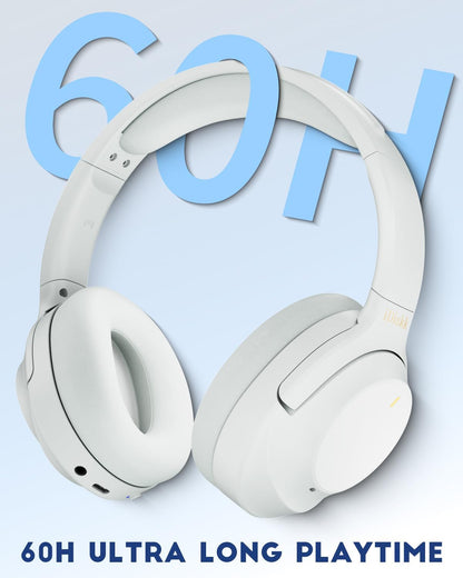 iDiskk ANC Hybrid Wireless Over‑Ear Headphones – Bluetooth 5.3, Mic, Deep Bass (Grey)