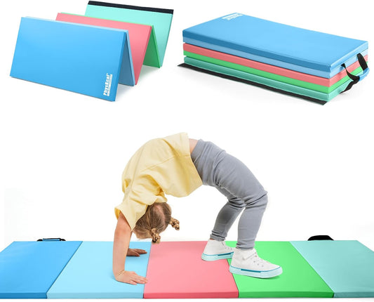5 Panel Folding Gymnastics Tumbling Mat – 195 × 75 × 2" Exercise Mat with Carry Handles