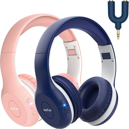 EarFun Kids Wireless Headphones – Bluetooth 5.4, Volume Limited 85/94dB, Foldable Over‑Ear with Mic (Orange)