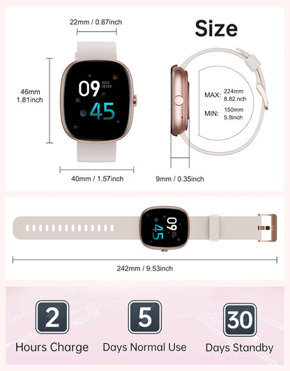 HUAKUA Women’s Smartwatch – Bluetooth Call Answer/Make, Heart Rate & SpO2 Tracking, Sleep Monitor, Multi‑Sport Fitness Tracker