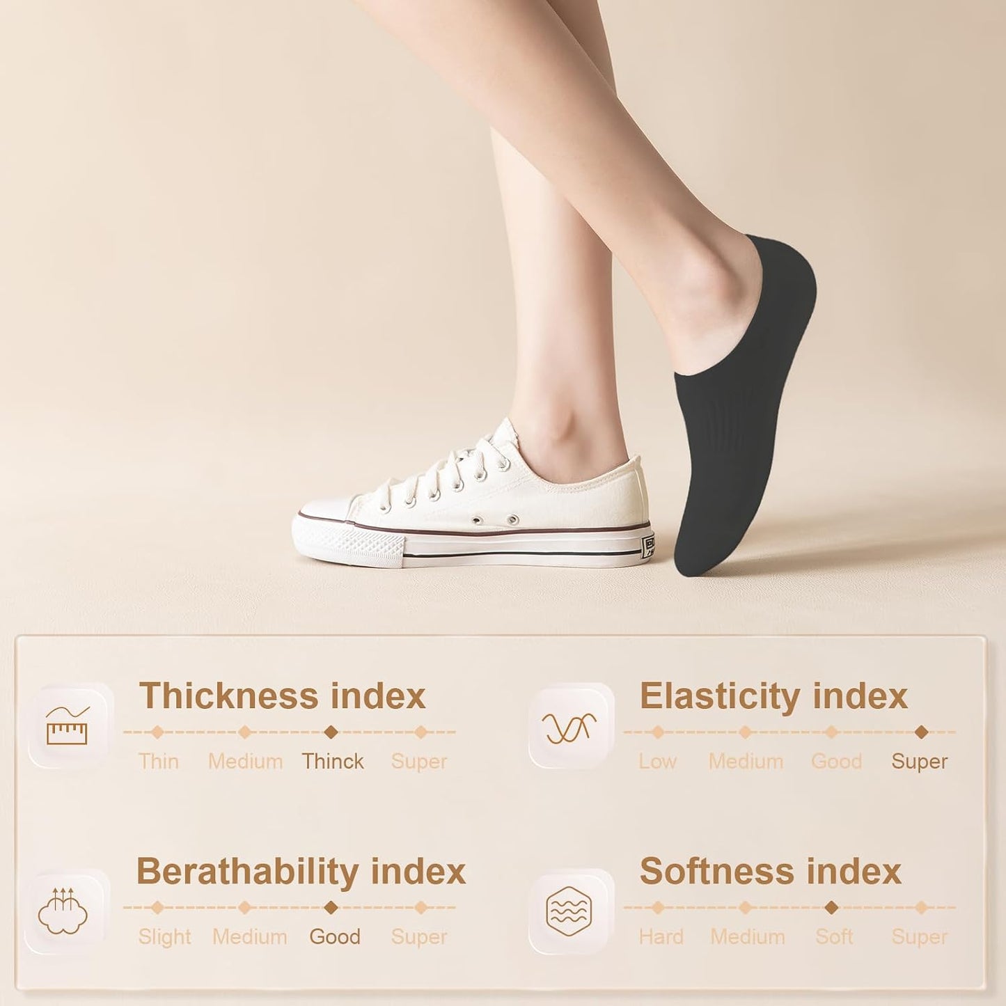 Zhtulck Invisible Ankle Socks | 6 Pairs | No-Show Trainer Liner | Non-Slip Silicone | Cushioned | Women's