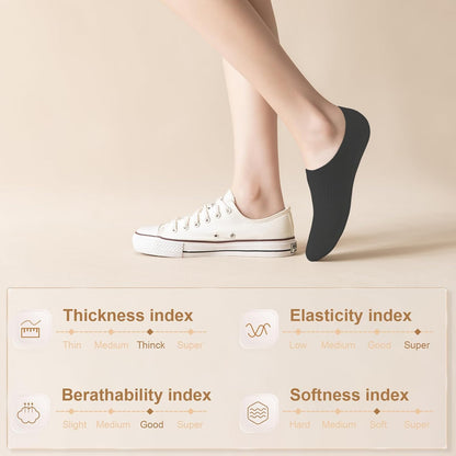 Zhtulck Invisible Ankle Socks | 6 Pairs | No-Show Trainer Liner | Non-Slip Silicone | Cushioned | Women's