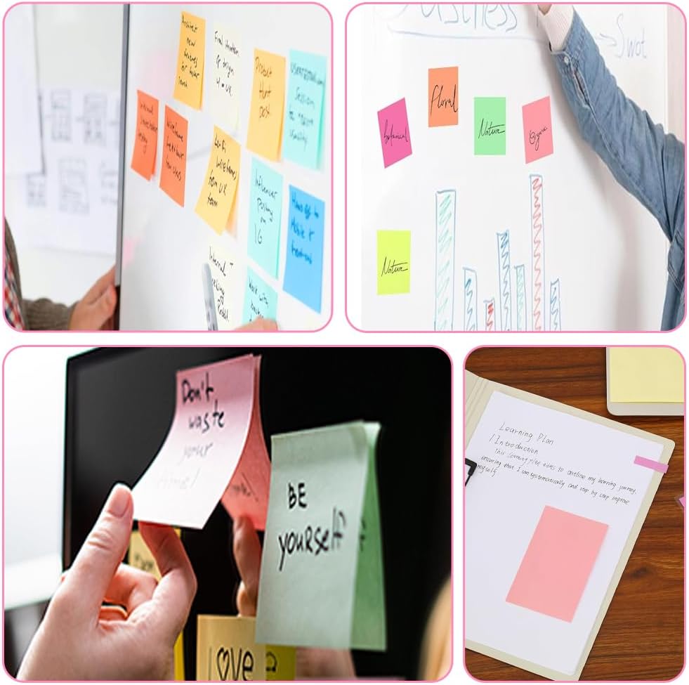 Large Sticky Notes 10 x 15 cm | 8 Bright Colours | 50 Sheets Per Pad | Strong Adhesive, Residue-Free | Choose 8-Pack (400 Sheets) or 12-Pack (400 Sheets)