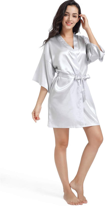 Satin Kimono Robe for Women & Girls | Bridal, Bridesmaid & Spa Bathrobe