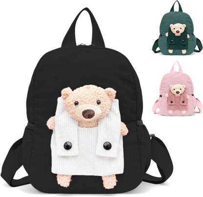 Aucuu Cute Bear Kids Backpack | Detachable Teddy | Adjustable Straps | Preschool & Kindergarten | Boys & Girls