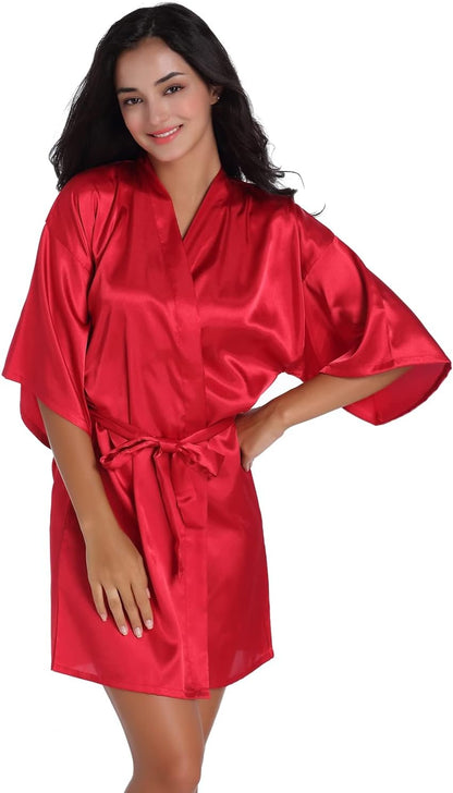 Satin Kimono Robe for Women & Girls | Bridal, Bridesmaid & Spa Bathrobe