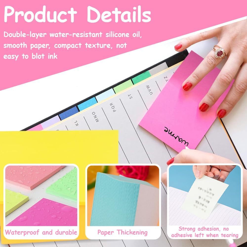 Large Sticky Notes 10 x 15 cm | 8 Bright Colours | 50 Sheets Per Pad | Strong Adhesive, Residue-Free | Choose 8-Pack (400 Sheets) or 12-Pack (400 Sheets)